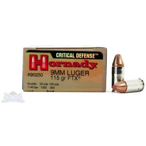 HornadyCritical Defense 9mm 115 GrainFTX 25 Round Box - 90250