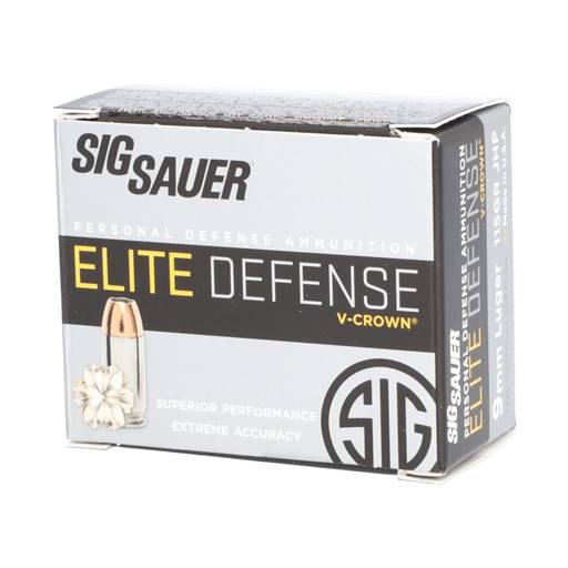 Sig Sauer Elite V-Crown 9mm 115 Grain Jacketed Hollow Point 20 Round Box- E9MMA1-20