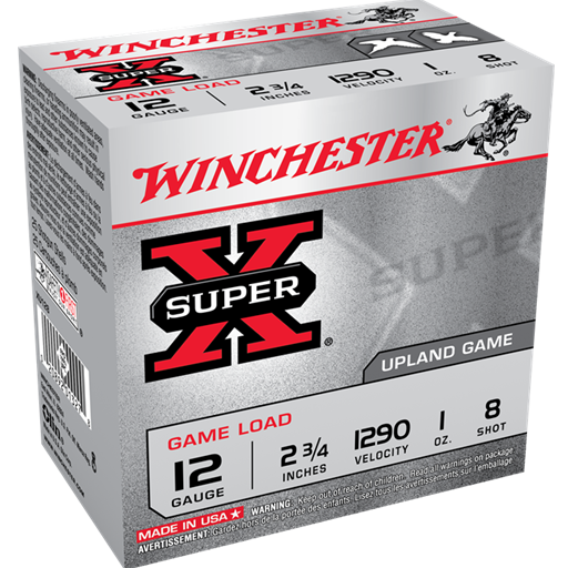 Winchester Super X Game Load 12 Gauge 2 3/4in 1 Oz 8 Shot 25 Round Box- XU128