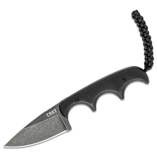 CRKT Minimalist Black Grip Stonewash Drop Point Neck Knife- 2384K