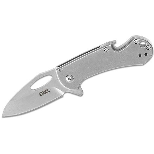 CRKT BEV-EDGE Stainless Steel Grip Stonewash Drop Point IKBS Flipper Opening- 4630