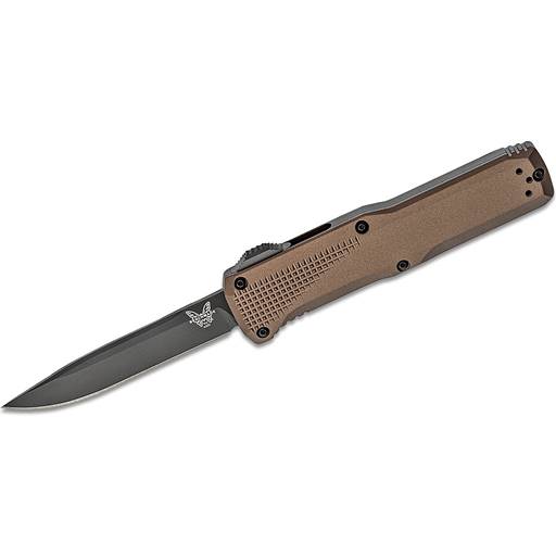 Benchmade Phaeton Out the Front Switchblade FDE Grip Black Drop Point- 4600DLC-1