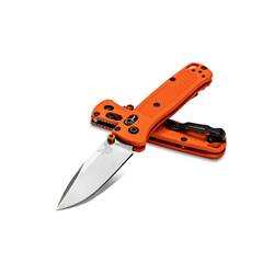 Benchmade Mini Bugout Axis Folder Orange Grip Satin Drop Point Blade- 533
