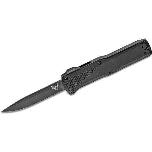 Benchmade Phaeton Out the Front Switchblade Black Grip Black Drop Point Blade- 4600DLC