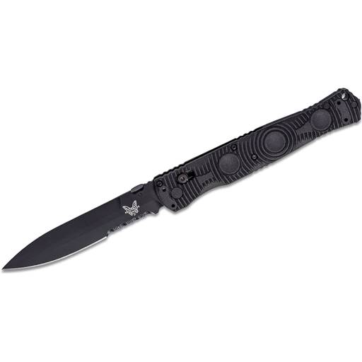 Benchmade SOCP Axis Folder Dagger Black Grip Black Single Sided Spear Point Partial Serration- 391SBK