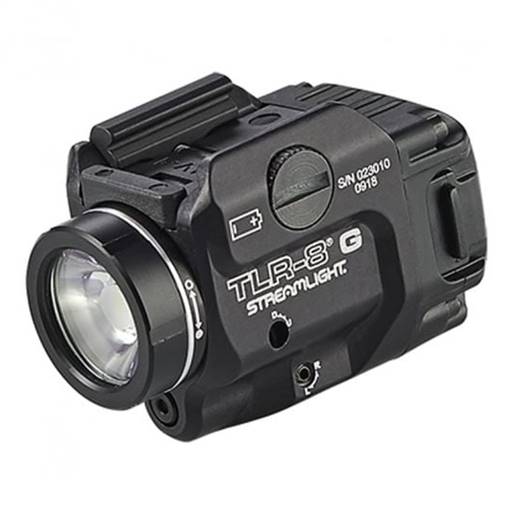 Streamlight TLR-8G 500 Lumen With Green Laser Pistol Rail Mount CR123A Black Push Button- 69430