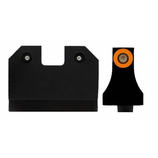 XS Sight Sytems R3D Suppressor Height Night Sights Fits Glock 17 Size Frame Orange Front Green Tritium Rear Sights- GL-R021P-6N