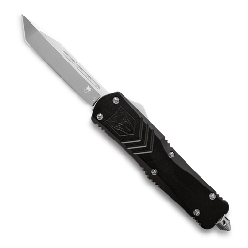 Cobra Tec Knives Large FS-X Push Button Auto Black Handle Satin Tanto Blade- LBLKFS-XLTNS