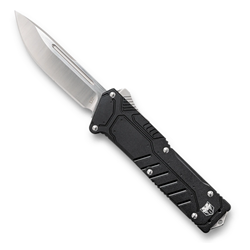 Cobra Tec Knives Special Forces Push Button Auto Black Handle Satin Drop Point Blade- CTSFDNS