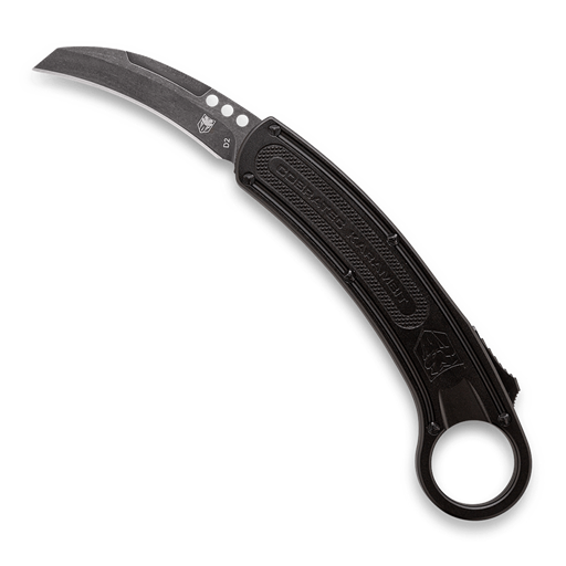 Cobra Tec Knives Karambit Push Button Auto Black Handle Black Stonewash Karambit Blade- CTBK-RH