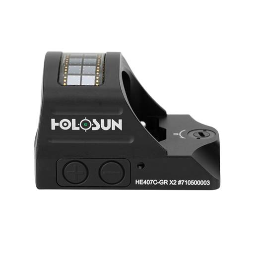 Holosun Technologies 407C X2 Pistol Green Dot 2 MOA Solar Shake Awake Night Vision Compatible- HE407C-GR X2