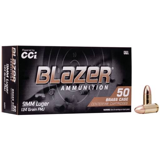 Federal Blazer Brass 9mm 124 Grain Full Metal Jacket 50 Round Box- 5201