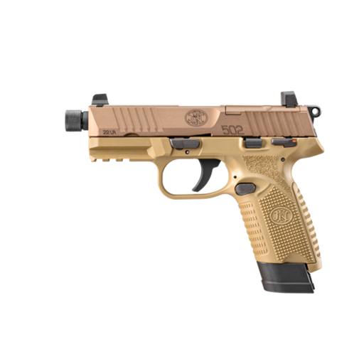 FN 502 Tactical 22 LR FDE Optic Ready Pistol Threaded 4.6" Barrel 15 Round- 66-101006