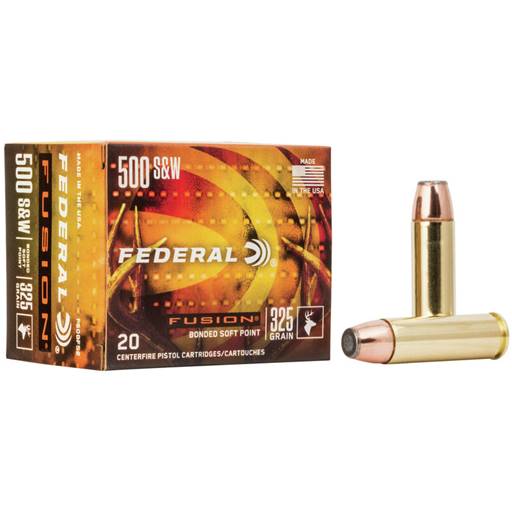 Federal Fusion 500 S&W 325 Grain Bonded Soft Point 20 Round Box- F500FS2
