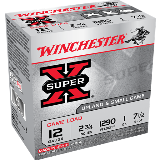 Winchester Super X Game Load 12 Gauge 2 3/4in 1 Oz 7.5 Shot 25 Round Box- XU127