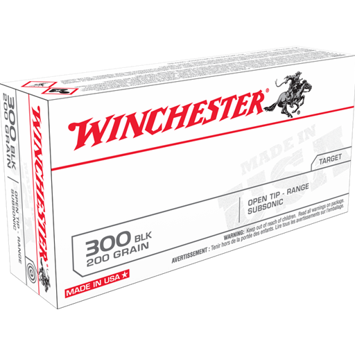 Winchester USA White Box 300 Blackout 200 Grain Open Tip Range Subsonic 20 Round box- USA300BLKX