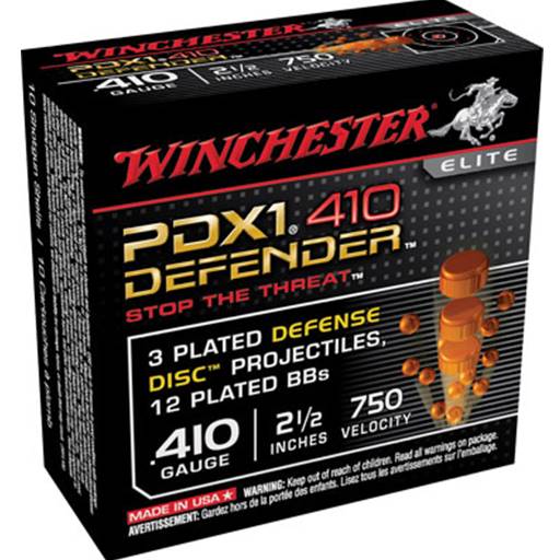 Winchester PDX1 Defender 410 Gauge 2 1/2 in 3 Defense Discs with 12 BB's10 Round Box- S410PDX1