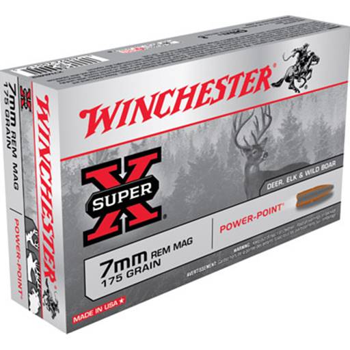 Winchester Super X 7mm Rem Mag 175 Grain Power Point 20 Round Box- X7MMR2