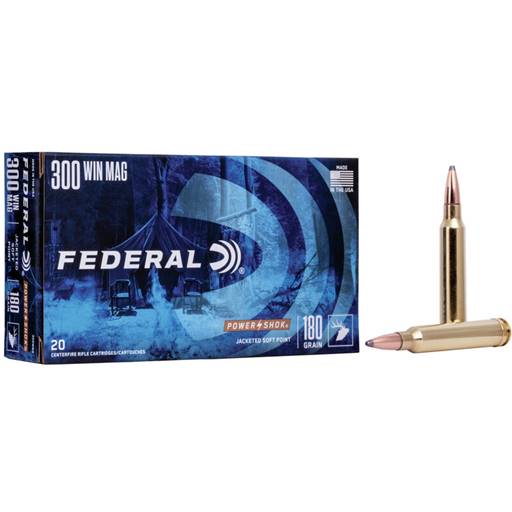 Federal Power Shok 300 win mag 180 grain Jacketed soft point 20 round box- 300WBS