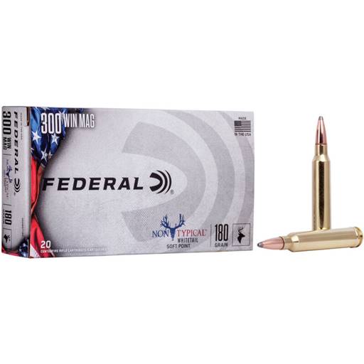 Federal Non Typical Whitetail 300 Win Mag 180 Grain Soft Point 20 Round Box- 300WDT180