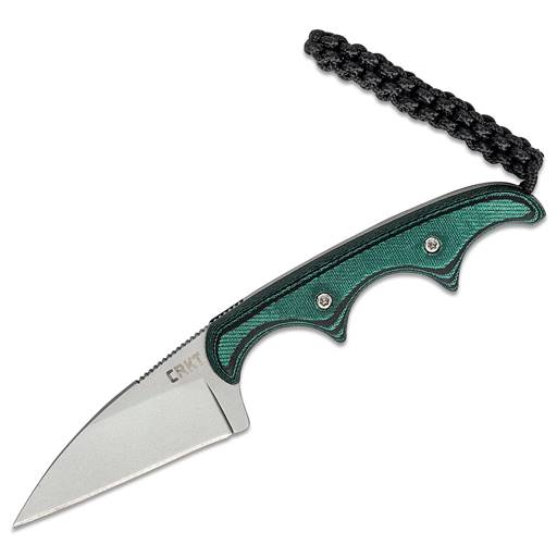 CRKT Minimalist Green Grip Bead Blast Wharncliffe Neck Knife- 2385