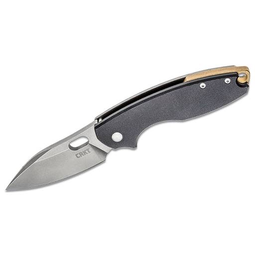 CRKT Pilar III D2 Black Grip Stonewash Sheepsfoot Thumb Hole Opening- 5317D2