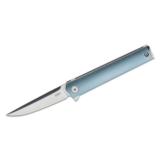 CRKT CEO Compact Blue Grip Satin Straight Back Flipper - 7095