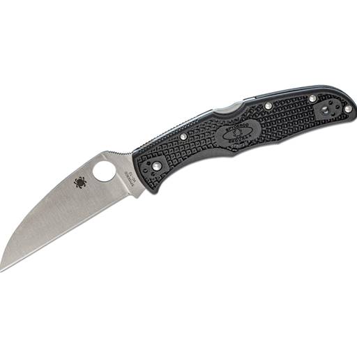 Spyderco Endura Folder Black Grip Satin Plain Wharncliffe Blade- C10FPWCBK