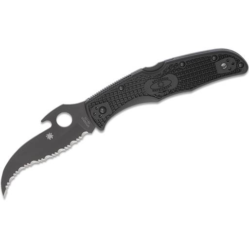Spyderco Matriarch 2 Folder Black Handle Black Serrated Hawkbill Blade- C12SBBK2W