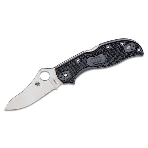 Spyderco Stretch 2 Black Handle Satin Plain Drop Point Blade- C90PBK2