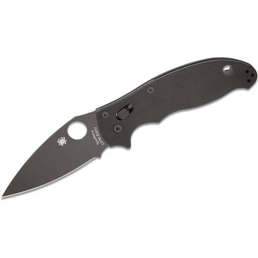 Spyderco Manix 2 Folder Black G10 Handle Black Plain Drop Point Blade- C101GPBBK2