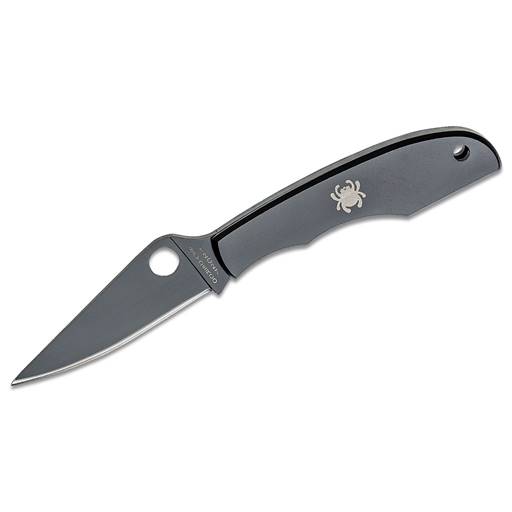 Spyderco Grasshopper Slip Joint Stainless Steel Handle Black Plain Drop Point Blade- C138BKP