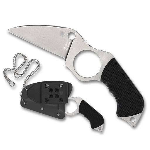 Spyderco Swick 5 Fixed Neck Knife Black G10 Handle Satin Plain WharncliffeBlade- FB14P5