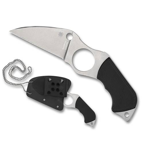 Spyderco Swick 6 Fixed Neck Knife Black G10 Handle Satin Plain WharncillfeBlade- FB14P6
