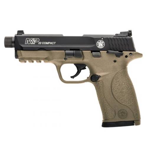 Smith & Wesson M&P 22 Compact 22 LR FDE 3.5" Threaded Barrel 10 Round Manual Safety- 10242