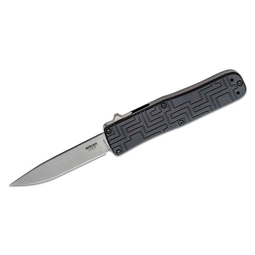 Boker OTF Push Button Auto Black Handle Stonewash Clip Point Blade- 06EX260