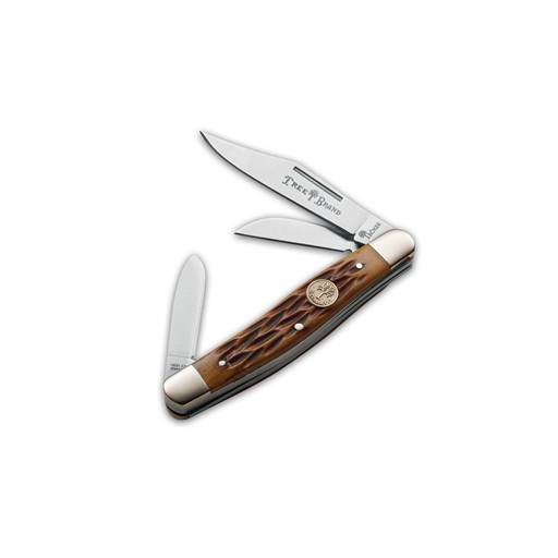 Boker Meduim Stockman Brown Bone Handle Three Blade Folding Knife- 110727