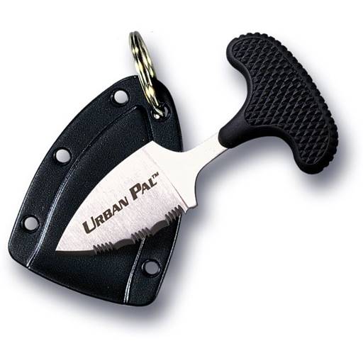 Cold Steel Urban Pal Push Knife Serrated Satin Blade Black Grip- CS-43LS