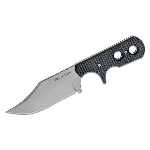 Cold Steel Mini Tac Bowie Neck Knife Bead Blast Clip Point Blade Black Grip- CS-49HCF