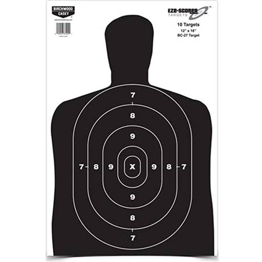 Birchwood Casey EZE-Scorer 12x18 BC-27 Black Target, 10 Pack- BC-37202