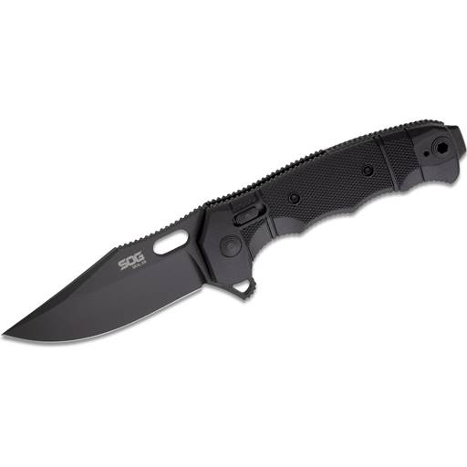 SOG Seal XR Flipper Black Clip Point Blade Black Grip- SOG-12-21-02-57