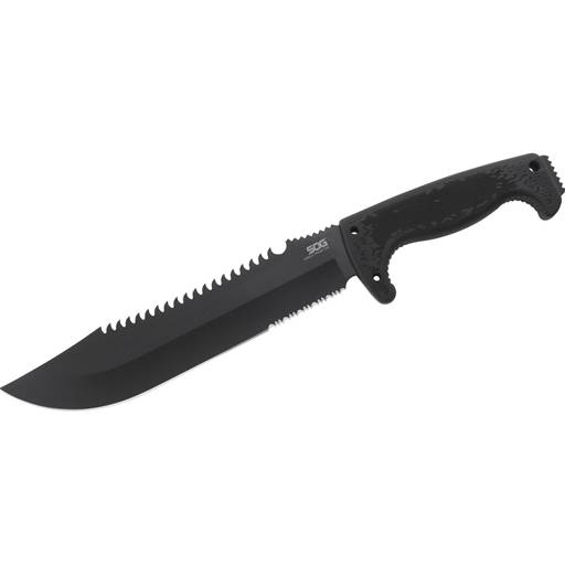 SOG Jungle Primitive Fixed Sawback Black Blade Black Grip- SOG-F03TN-CP