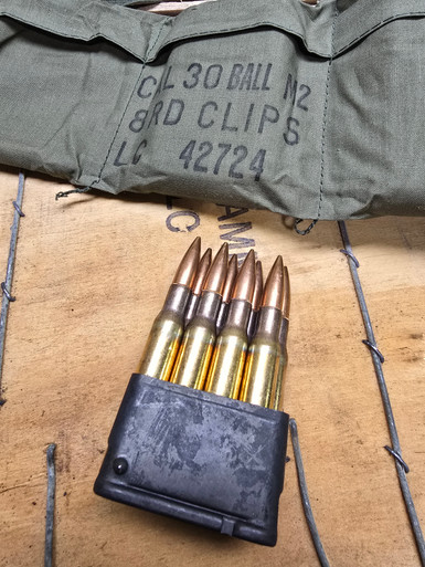 USGI .30 Caliber Ball M2 Ammunition in Bandoliers and 8 Round Clips