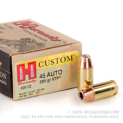 200 Rounds of .45 ACP Ammo by Hornady - 200gr JHP