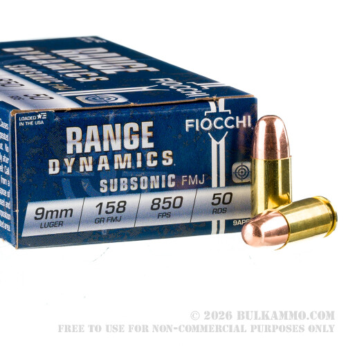 1000 Rounds of 9mm Ammo by Fiocchi - 158gr FMJ