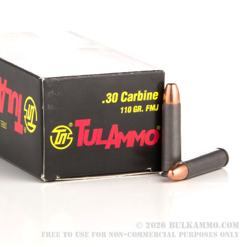 50 Rounds of .30 Carbine Ammo by Tula - 110gr FMJ