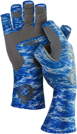 Fish Monkey Half Finger Guide Glove Blue Water Camo
