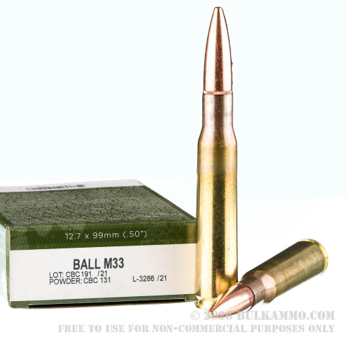10 Rounds of .50 BMG Ammo by Magtech - 624gr FMJ M33