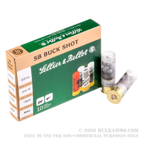 10 Rounds of 12ga Ammo by Sellier & Bellot -#1 Buck