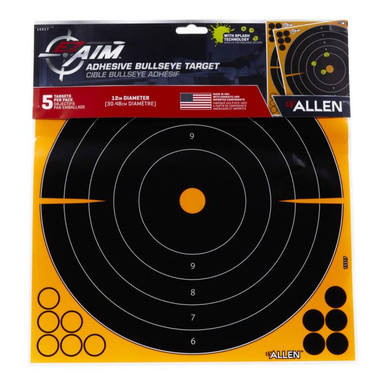 Allen EZ-Aim Adhesive Splash Reactive Bullseye Target 12x12in - 5 Pack